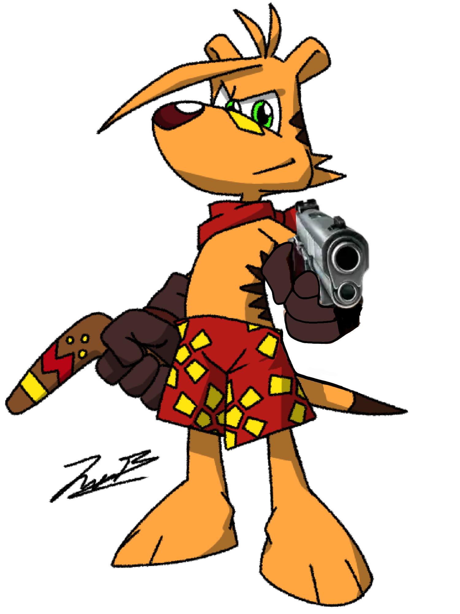 Ty The Tasmanian Tiger But With Pistol